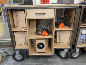 A photo of the Bike Repair Cart in the Repair Lair.