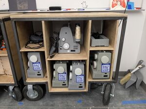 A photo of the Sewing Cart in the Makerspace.