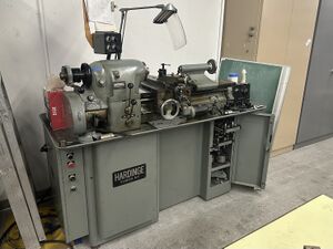 A photo of the Hardinge Toolroom lathe in the Instrument Shop.
