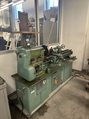 A photo of the Harrison lathe in the Instrument Shop.